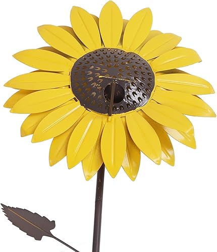 Comedero para pájaros de girasol, pequeño alimentador de pájaros silvestres con forma de flor, bandeja de alimentación de pájaros con estacas de