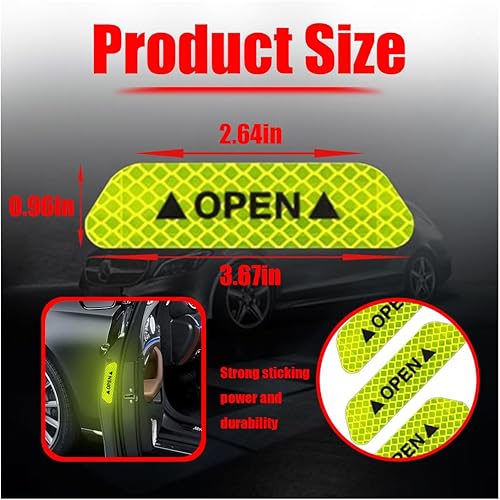 Miniatura 2 de 4 calcomanías reflectantes de advertencia abierta para puerta de automóvil, visibilidad nocturna, cinta protectora anticolisión, accesorios