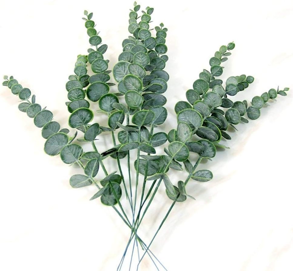 chenran Flowers Simulation Green Plant Single Eucalyptus Leaf Imitation Dry Branch Artificial Fake Flower Wedding Shooting Prop Home Decoration Beautiful (Color : 1 pc green)