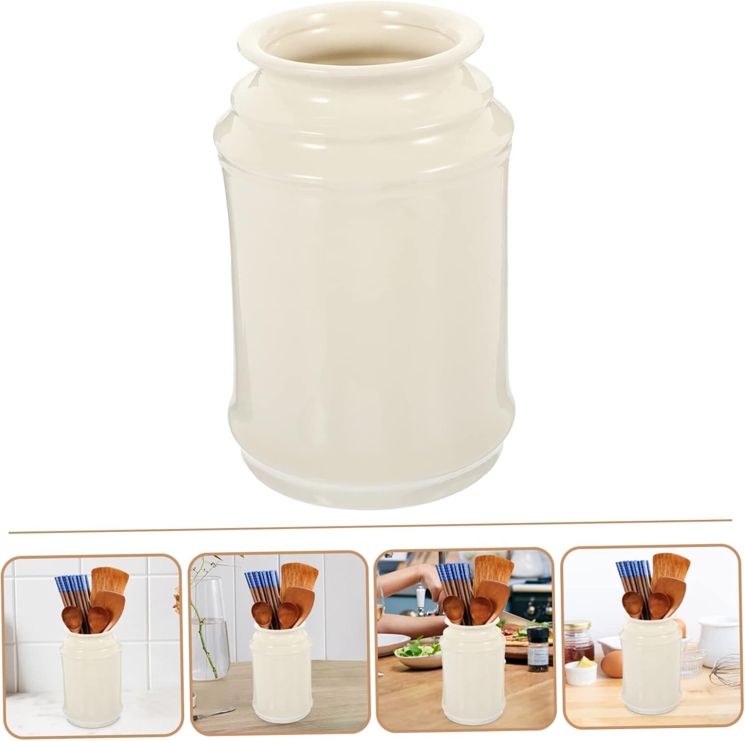 Ceramic Utensil Storage Jar for Kitchen Chopsticks Silverware Organizer Easy to Use Elegant Decor