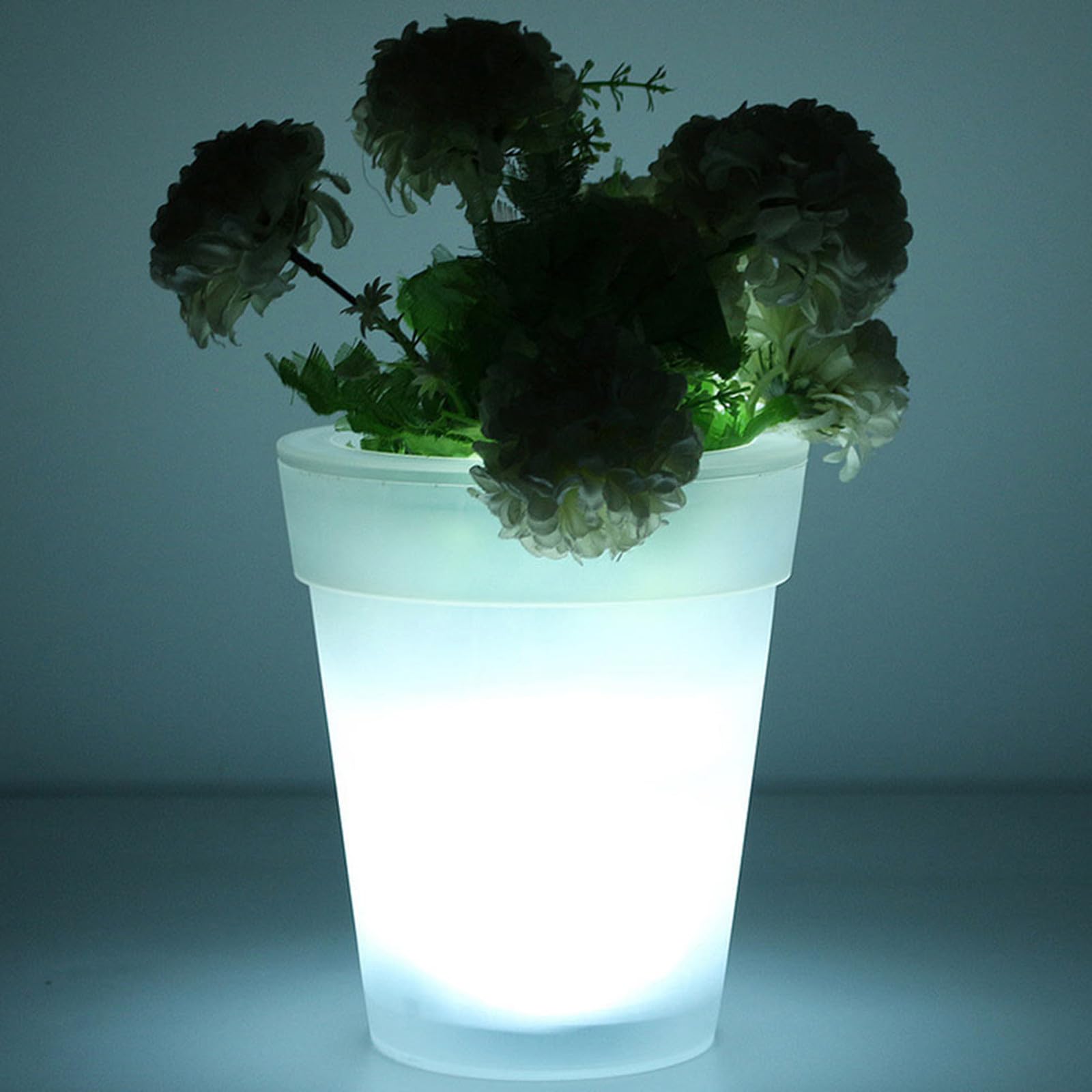 Vaso da Fiori Solare Luce LED Bianca, Resistente all'Acqua in ABS, Lampada Decorativa da Giardino Creativa per Esterni e Illuminazione Notturna Elegante