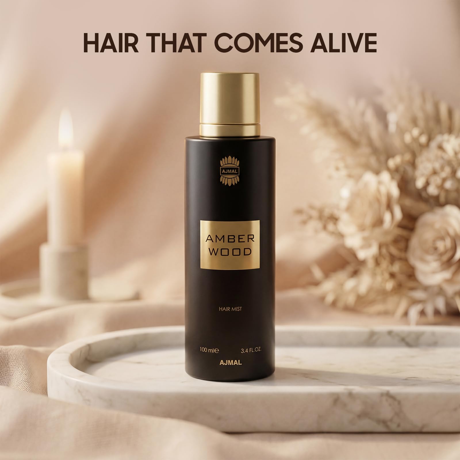 Ajmal Amber Wood Haarspray 100 ml | Fruchtig-blumig-holziger Haarduft für Damen und Herren | Luxuriöses Haarspray | Hergestellt in Dubai