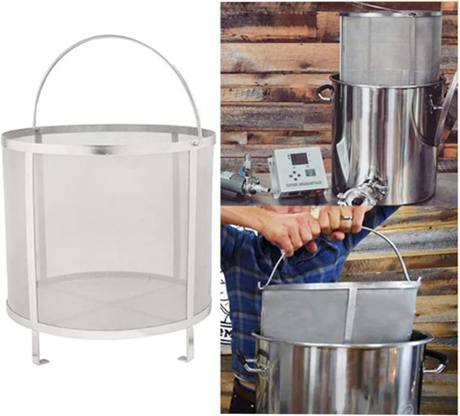 Hops Filter 300 Micron Mesh Filter Barrel Beer Beverage Filter Basket with Stainless Steel Material For Homemade Wine Beer Teapot Brewing Filtration