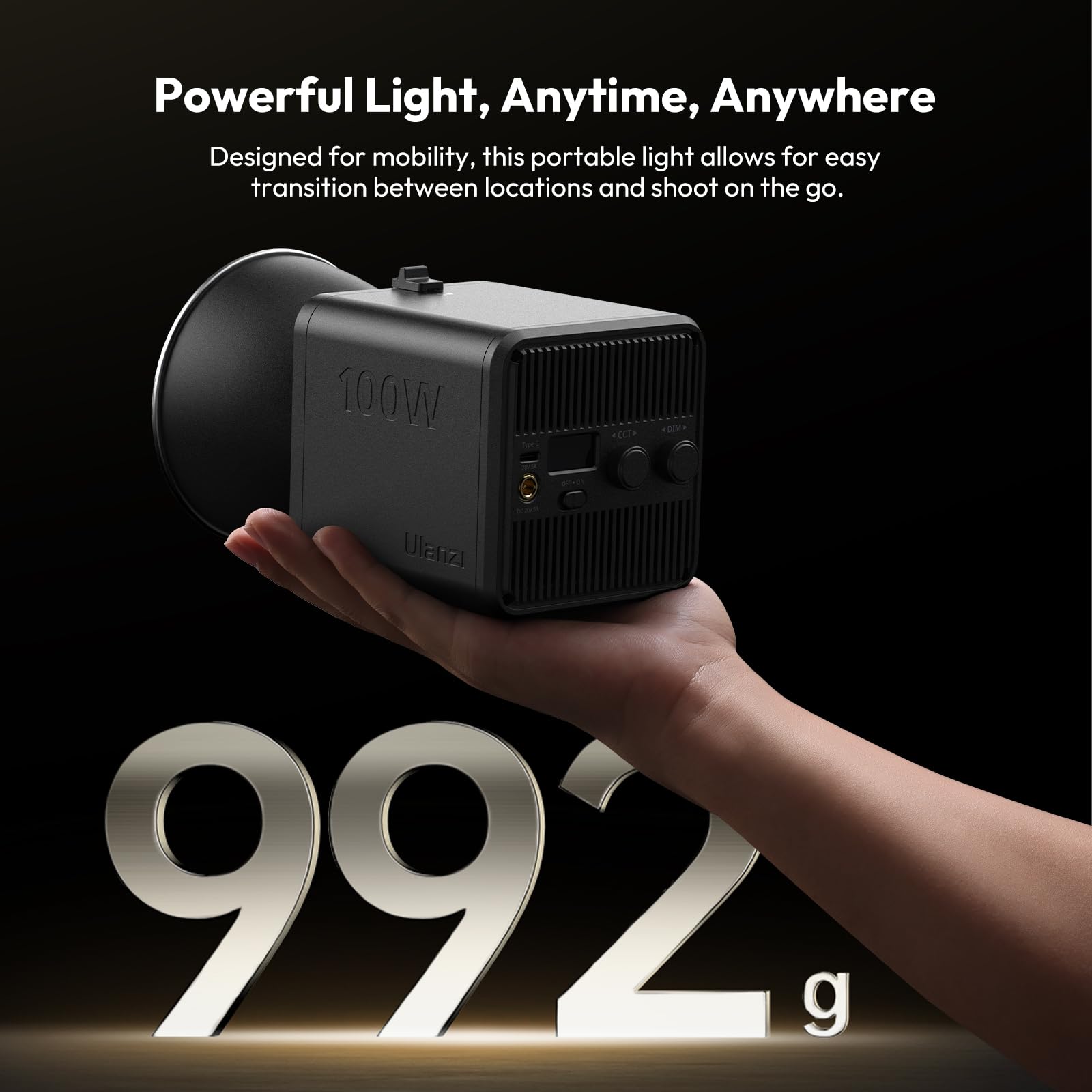 Amazon | ULANZI 100W RGB ポータブル LED ビデオライト DC電源