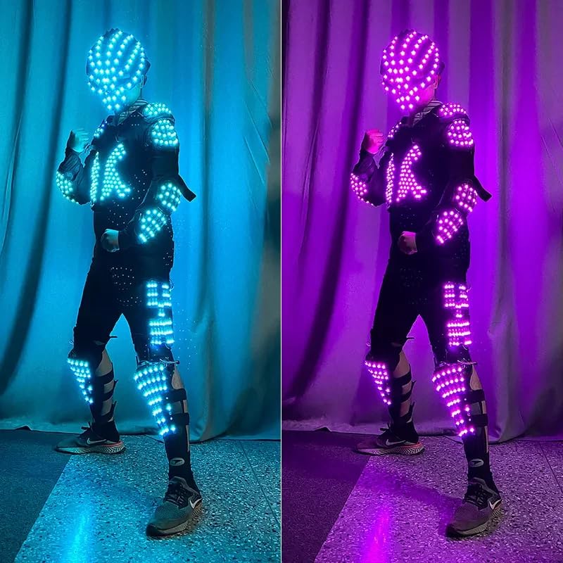 Earthradius LED robot kostium człowieka świecące ubrania świecące zbroja czaszka kask sceniczny taniec przedstawienie show przebranie