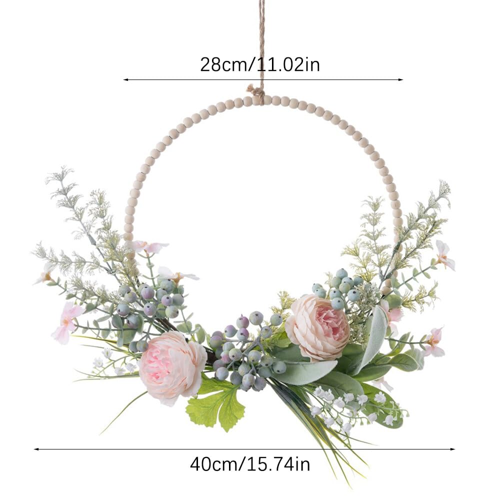 Türkranz Frühling, Trockenblumen Deko Trockenblumen Kranz Türkranz Modern Fensterdeko Hängend Türkranz Trockenblumen Türkranz Personalisiert Für Tür Deko Wanddeko Türkranz Ganzjährig WeißRosa