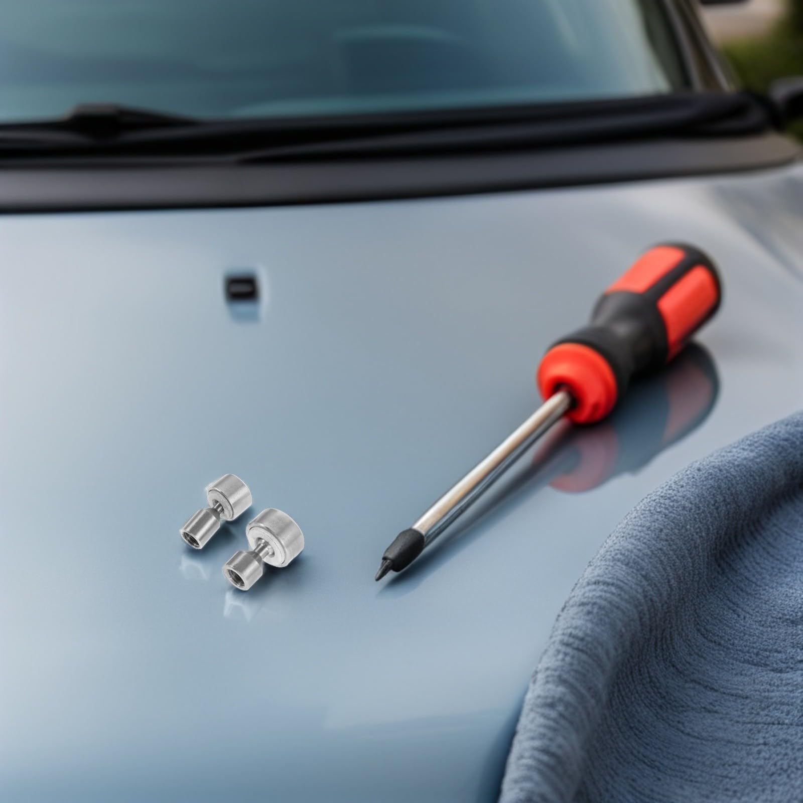 2 Stück Universelles Auto Reparaturwerkzeug aus Metall mit Voller Abdeckung für Selbstgemacht Garage und Karosseriereparatur in Silber