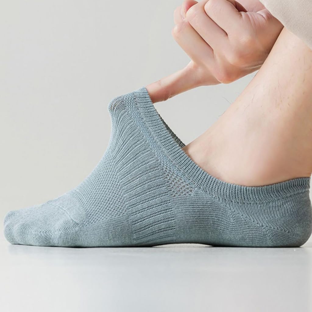 Not Show Liner Socks Men's Low Cut Cotton Boat Socks Invisible Hiddens Socks Antis Slip Cotton Bottom Socks