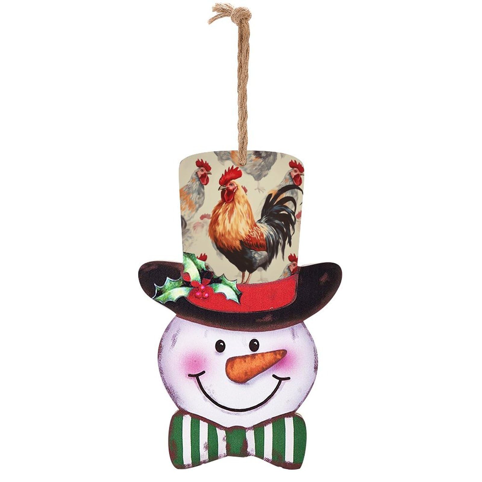 Poulet décoratif de Noël sur panneau en bois à offrir pour les fêtes