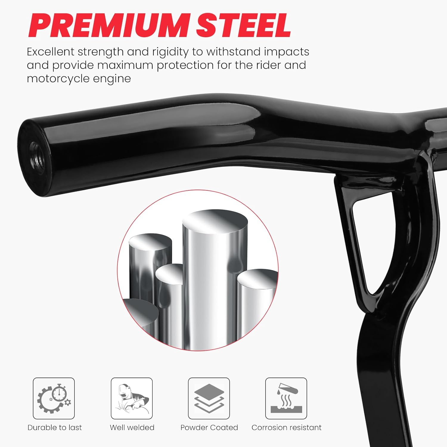 Motorcycle Engine Guard Crash Bar Compatible with Harley Davidson Touring Street Glide Road Glide Road King Electra Glide Ultra Limited Flat Out Bar Black 2014-Up