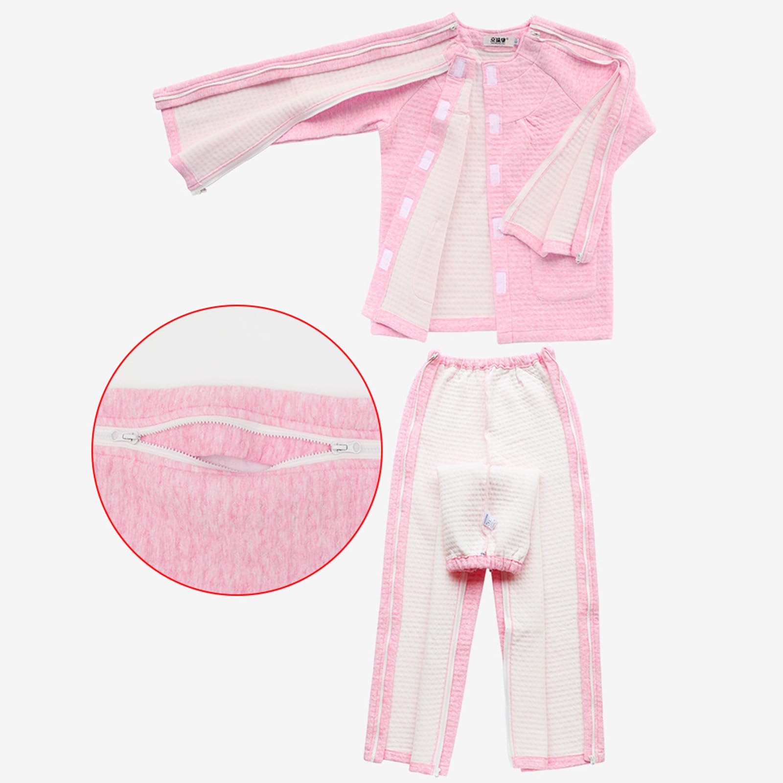 Ropa para el cuidado del paciente, Medical Patient Clothes Tear Away Pink Grey S-XXL(Grijs,Small)