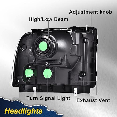 Miniatura 3 de CHEDA Conjunto de faros, compatible con Ford F250 F350 F450 F550 Super Duty 1999 2001 2002 2003 2004 Ford F250 F350 Faro Faro Faros Conjunto De Faros