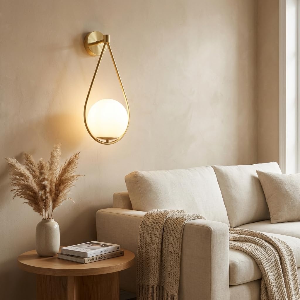 Alpinaluz Aplique de Pared Moderno E27 con Bola de Cristal de 15 cm