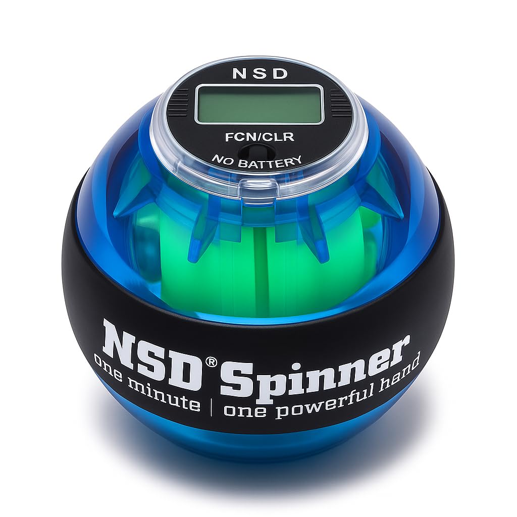 NSD Essential Crystal Spinner Gyro Ball | Grip Strengthener for Forearms, Wrist &amp; Hands | String Start Design, Up to 18,000 RPM | Portable Wrist Trainer &amp; Workout Equipment | Ideal for Desk Workers, Athletes &amp; Musicians