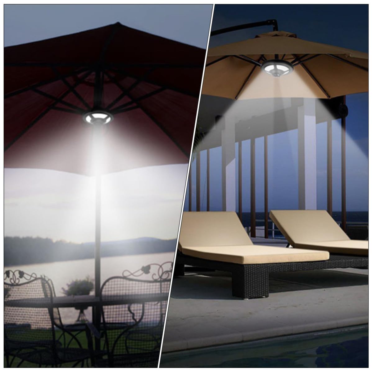 Kichvoe Lámpara LED Multifuncional para Camping y Sombrilla Negra de Abs, Luz Segura para Actividades Nocturnas al Aire Libre y Uso Hogar