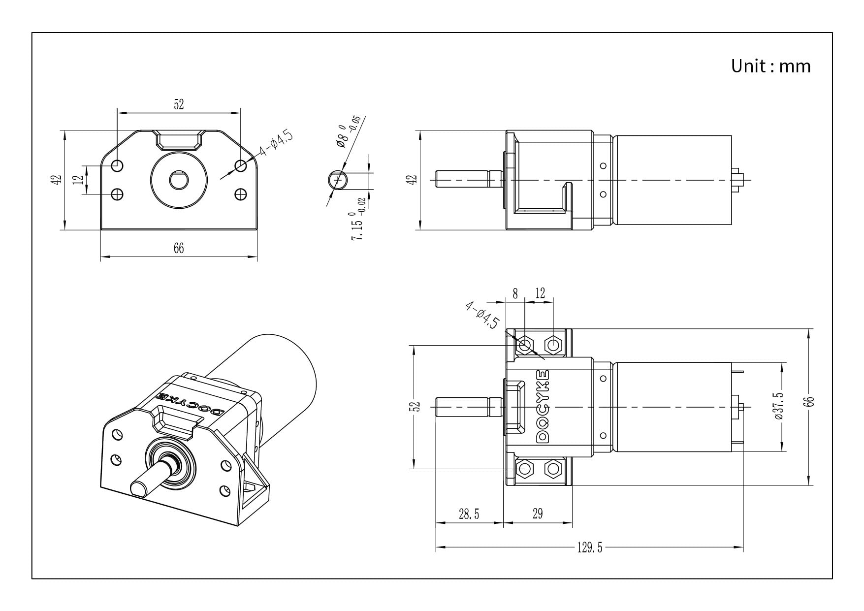 Getriebemotor 200W DC 6V-22V 350kg.cm Hohem Drehmoment Mini-Verzögerung für DIY-Roboter