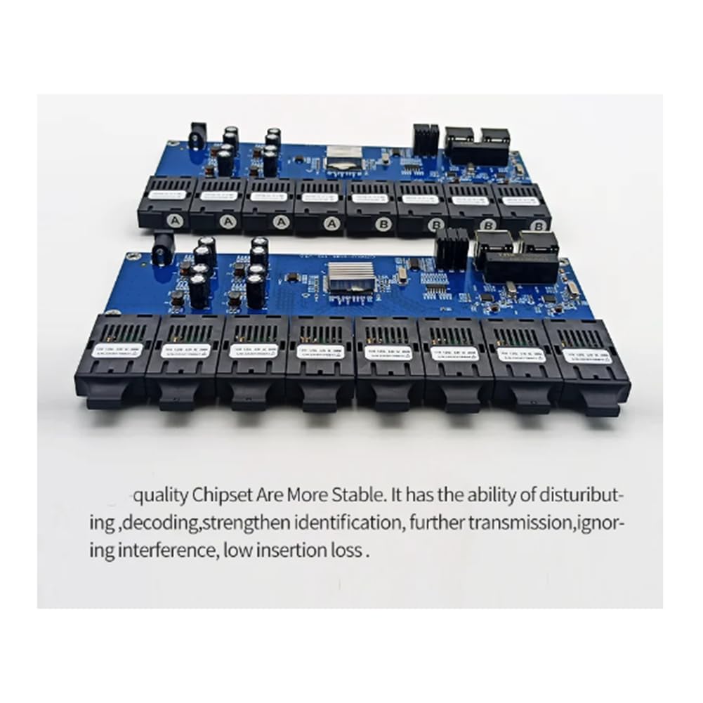 Przełącznik światłowodowy Gigabit Ethernet, 8 portów światłowodowych, 2 porty światłowodowe RJ45, optyczny transceiver, 20 KM SC, tryb jednokierunkowy (A)