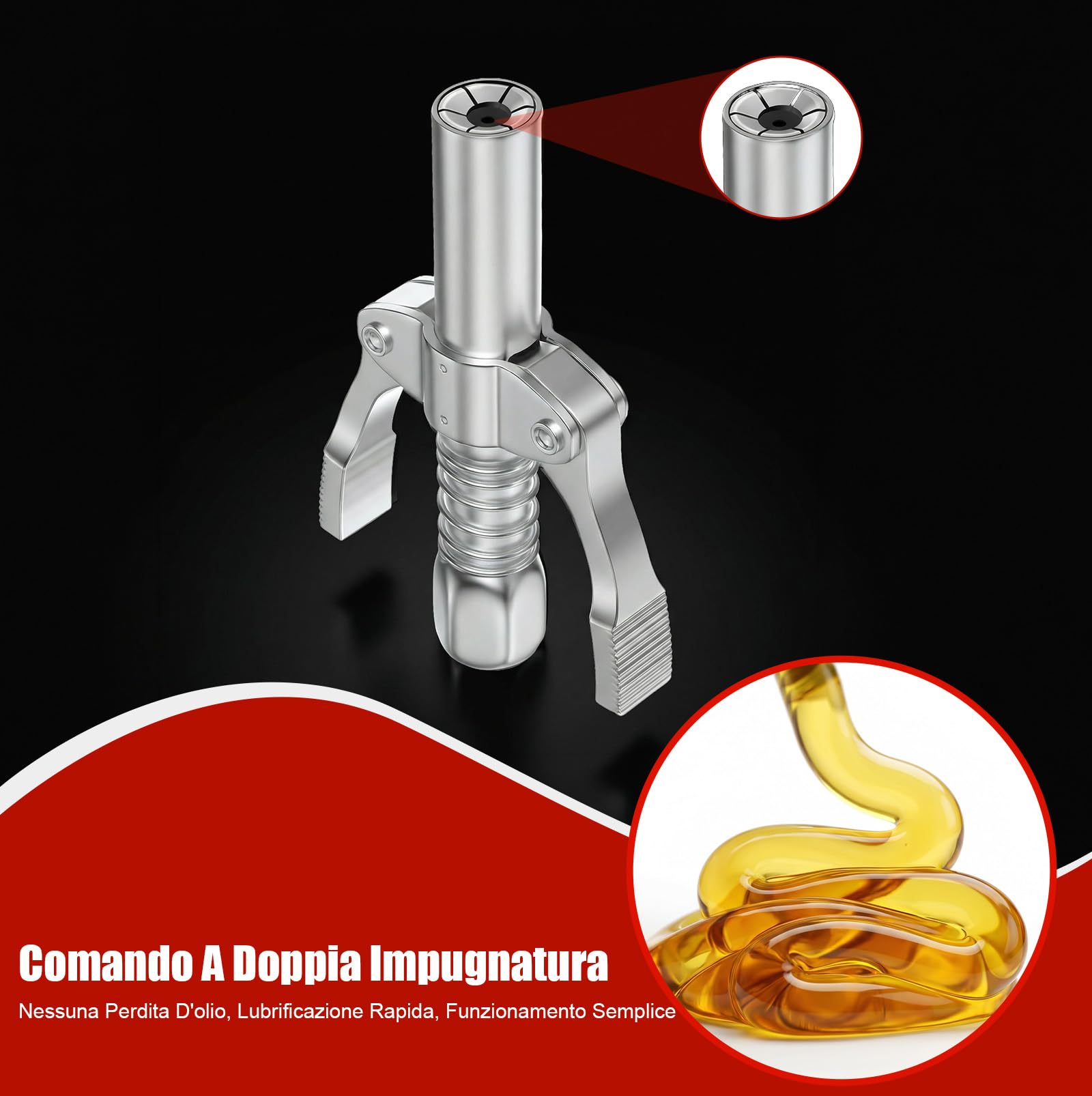 Pistola per Grasso Manuale 8000 PSI con Attacco Rapido, Tubo Flessibile, Tubo Metallico di Estensione e Ugello Affilato, Kit Ingrassatore per Auto, Veicoli e Attrezzature Industriali, Cartuccia 400g