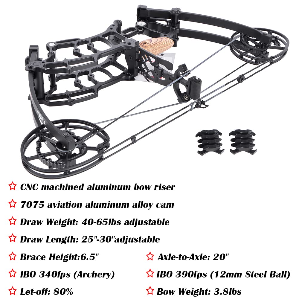 AMEYXGS Tiro con l'arco Arco Compound Dual-Purpose 40-65lbs Regolabile Sfera d'Acciaio Arco da Caccia Composito Puleggia Archi per Outdoor Tiro con L'arco Pesca RH/LH