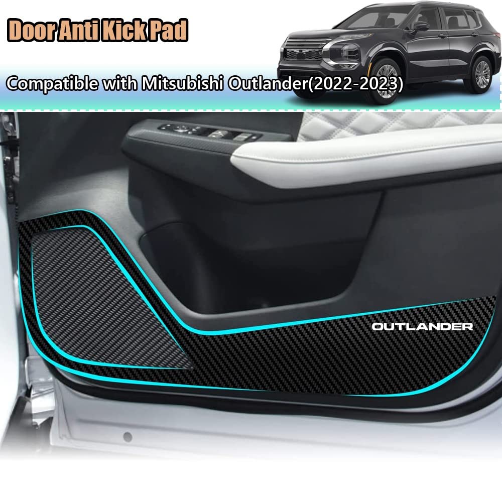 Kakash Custom Interior Accessories for Mitsubishi Outlander 2022 2023 Outlander PHEV 2023 2024 Leather Door Anti Kick Pad Stickers,Side Edge Film Protector Stickers 4 Pieces/Set(Carbon Fiber)