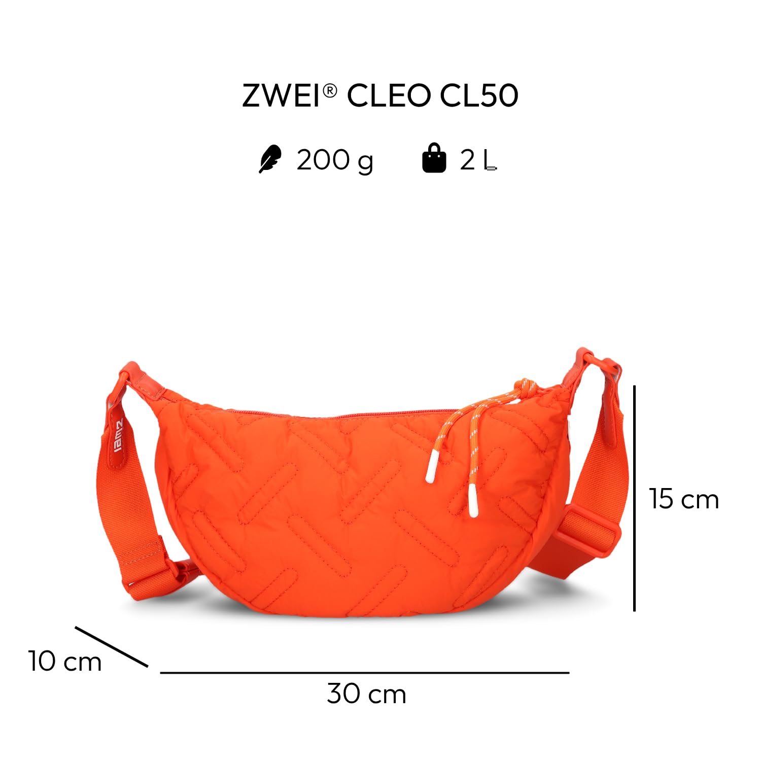 Zwei Damen Puffer Tasche Cleo CL50 gesteppte moonbag 2 Liter wasserabweisende quilted Puffy Bag Halbmond-Form, recyceltes Nylon, Stepptasche tragbar als Umhängetasche oder crossbody