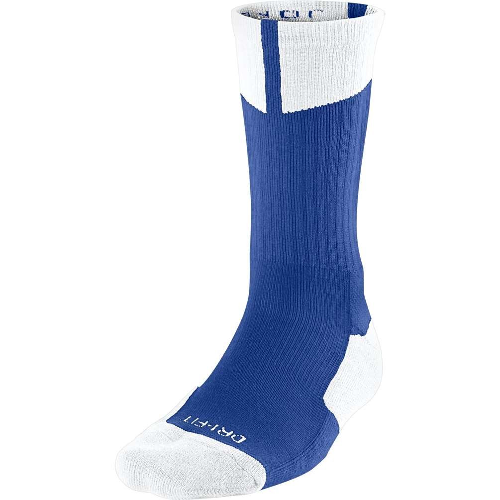 Air Jordan Dri-Fit Crew Socks - Royal/White (530977-474) (Medium)