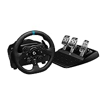 Logitech G G923 volante da corsa e pedali con ritorno di forza TRUEFORCE fino a 1000 Hz, design di guida reattivo, controllo con doppia frizione e rivestimento del volante per PS5, PS4, PC e Mac -Nero