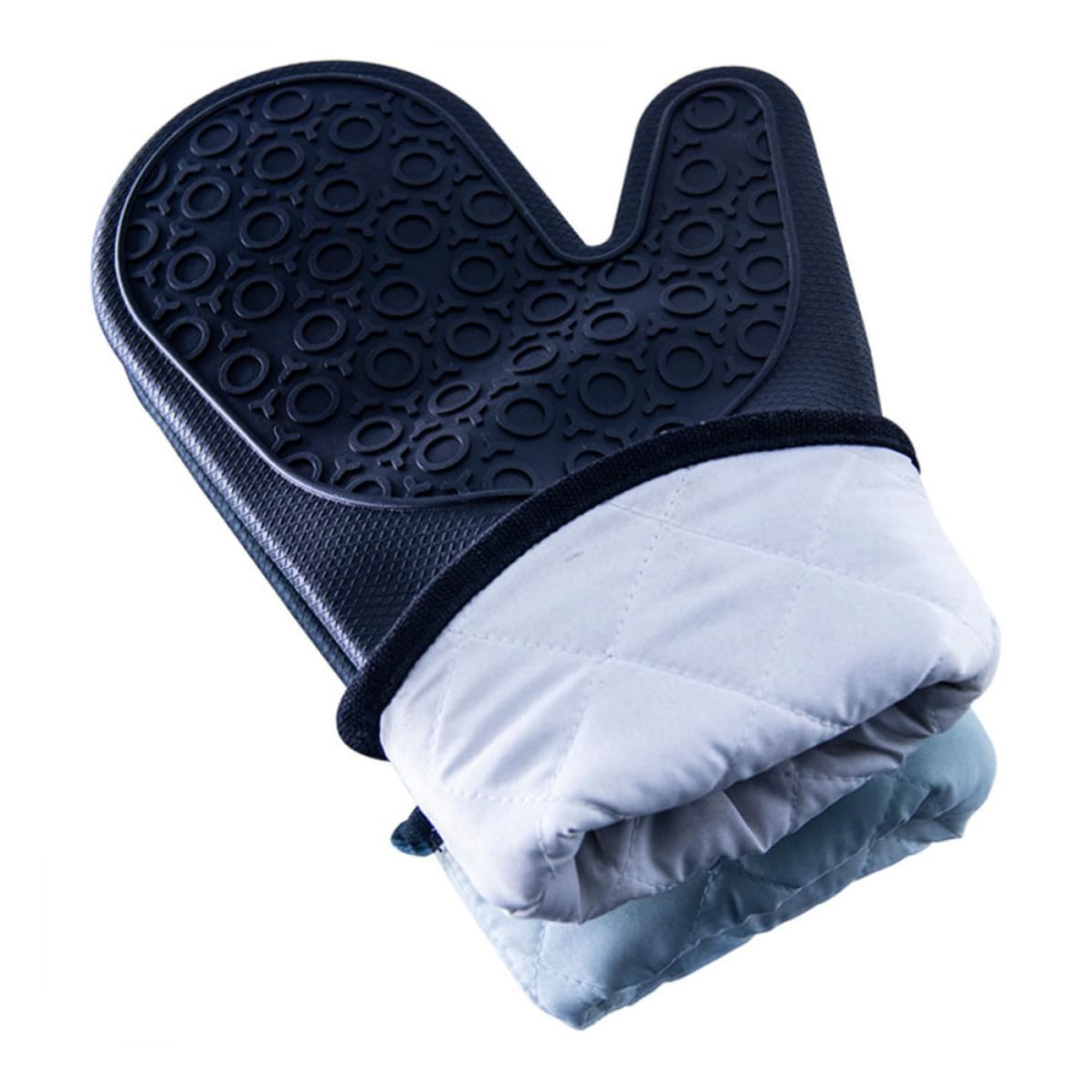 Gatuida 6 Pezzi Guanti da Forno in Silicone Neri Antiscivolo, Resistenti al