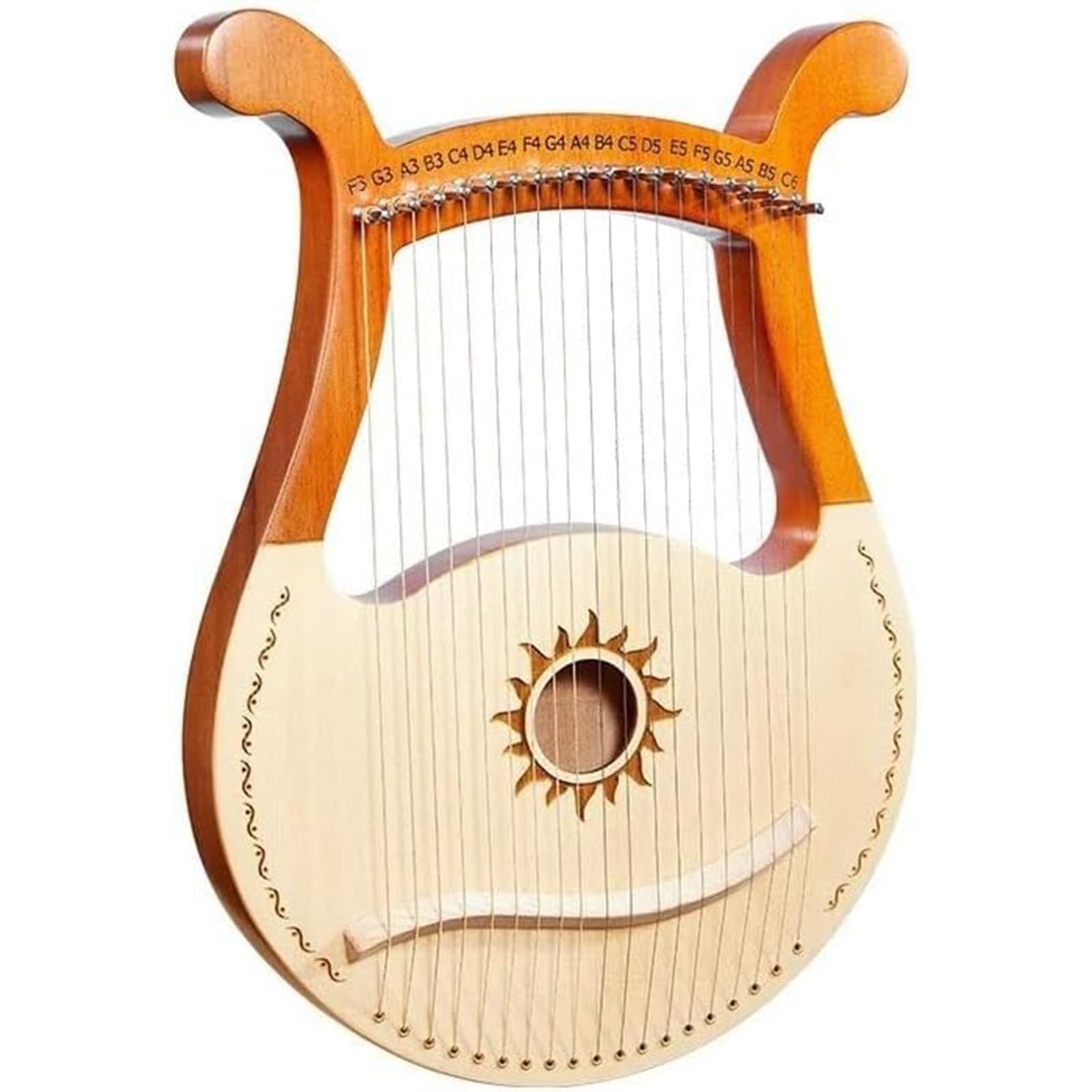 Wsexyy 19 String Lyre Harp, Mahogany Lyre Harp Musical Instrument, With Tuning Wrench Spare String, Professional Mini Harp Instrument for Music Lovers, Beginners