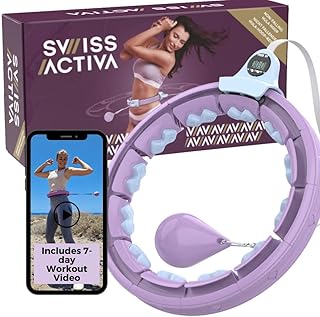 Swiss Activa+ Smart Hula Hoop with Weight Ball with Counter – 60-112 cm Hula Hoop that Never Falls – Smart Hoop – Fitness Hula Hoop with Weighted – Fitness Hoop Hula Hoop with Ball –Smart Hoola Hoop