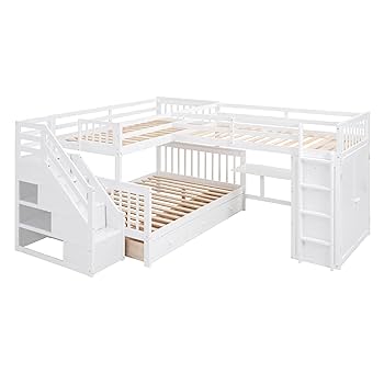 Amazon.com: NCKMYB Triple Bunk Bed with Storage and Desk