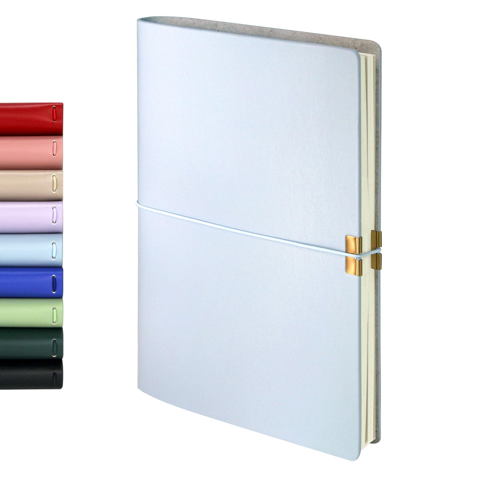 WETLOTEE A5 Refillable Journal, 2-Pack Detachable Stitched Notebooks (96 Sheets Total), 70g Smooth Paper, Includes Versatile Line/Grid Layout Guide, Personal Organizer, Light Blue