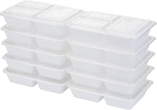 GoodCook Preparación de comidas, 3 compartimentos sin BPA, apto para microondas, lavavajillas y congelador, color blanco