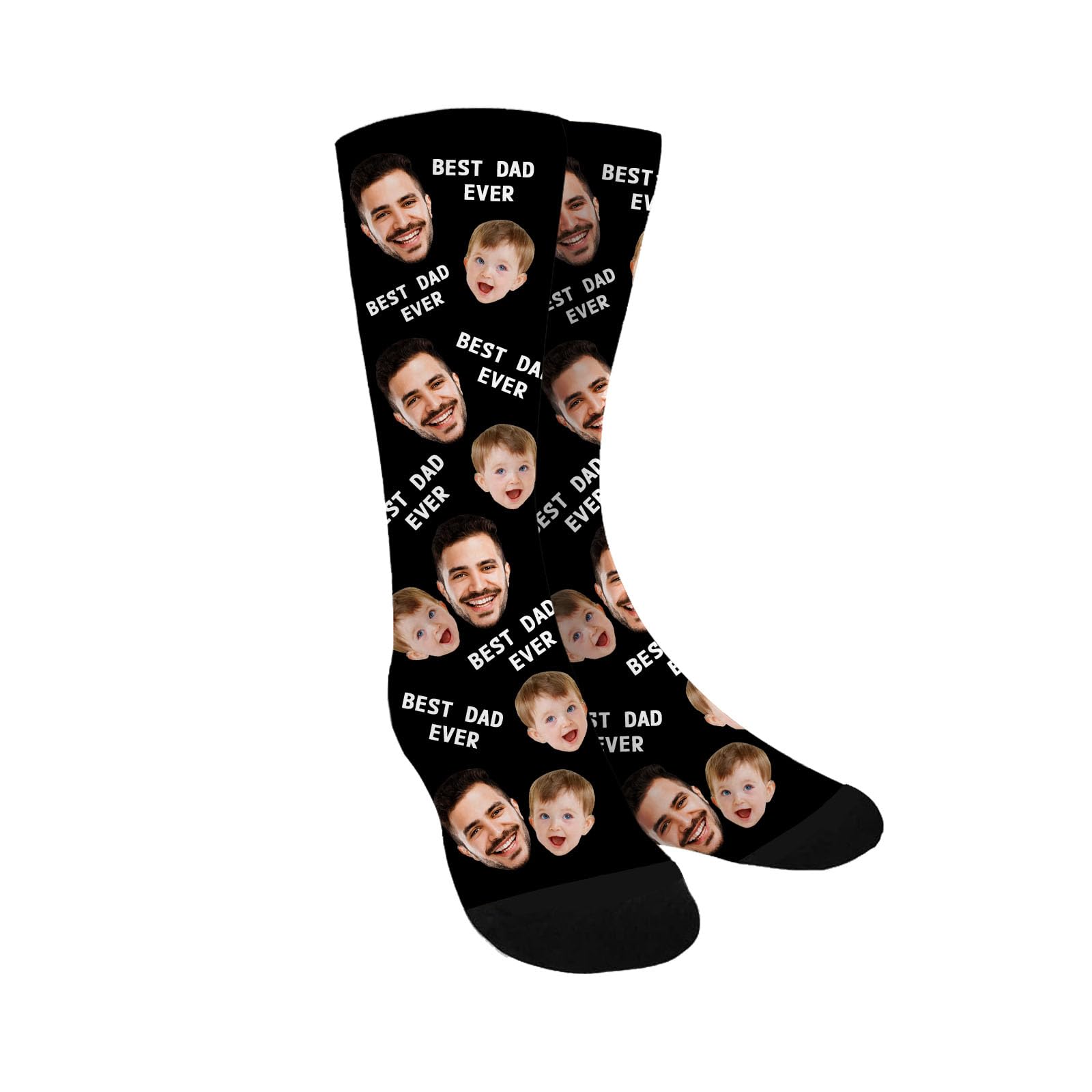 Custom Photo Pet Face Socks, Love Heart Crew Socks with 2 Faces for Men Women