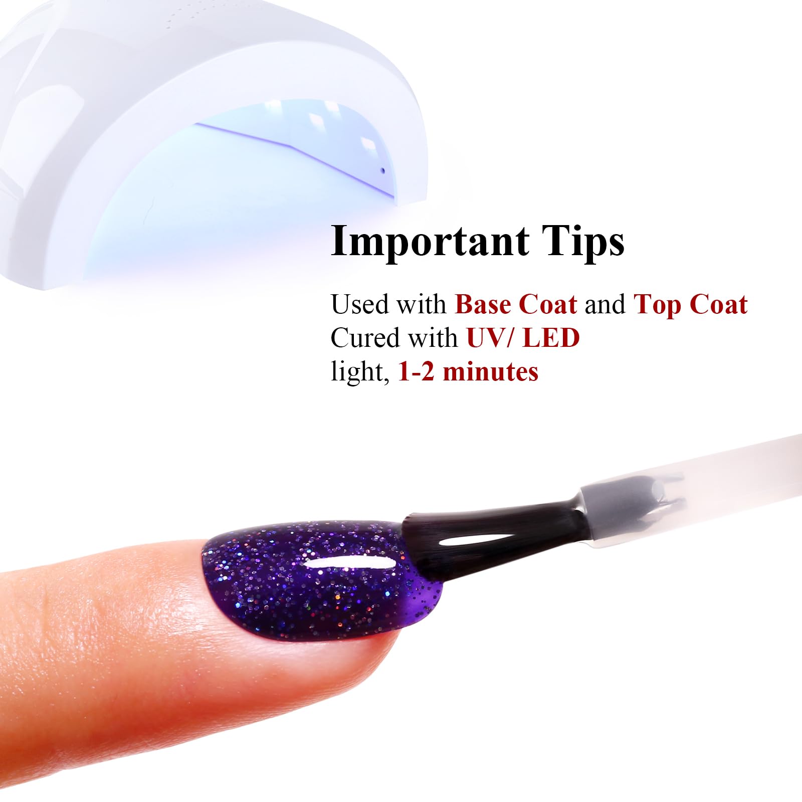 Ozzeal Deep Purple Iridescent Gel Nail Polish - Sparkle Shimmer Rainbow for LED/UV Art Manicure - 15ML — view 2