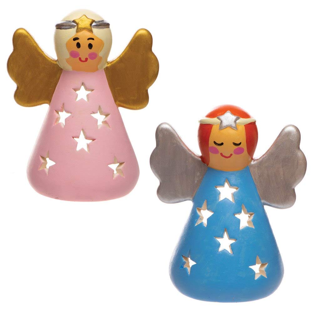 Baker Ross AT137 ceramiczne świeczniki na świeczki typu tealight - 3 sztuki, Boże Narodzenie sztuka i rzemiosło lub P
