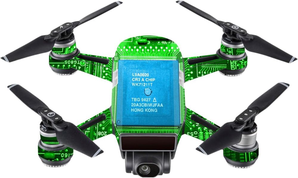 MightySkins Skin Compatible with DJI Spark Mini - Green Flames | Protective, Durable, and Unique Vinyl Decal wrap Cover | Easy to Apply, Remove, and Change Styles | Made in The USA