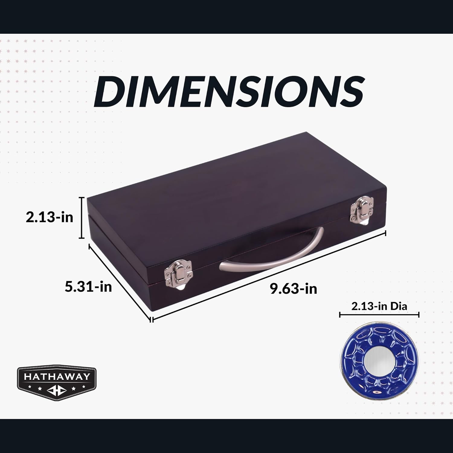 Hathaway Shuffleboard Pucks Set of 8 – Regulation Sized Shuffleboard Discs with Dimpled Top for Easy Grip & Beveled Edge for Better Control, & Sturdy Dark Cherry Wooden Case – Shuffleboard Accessories