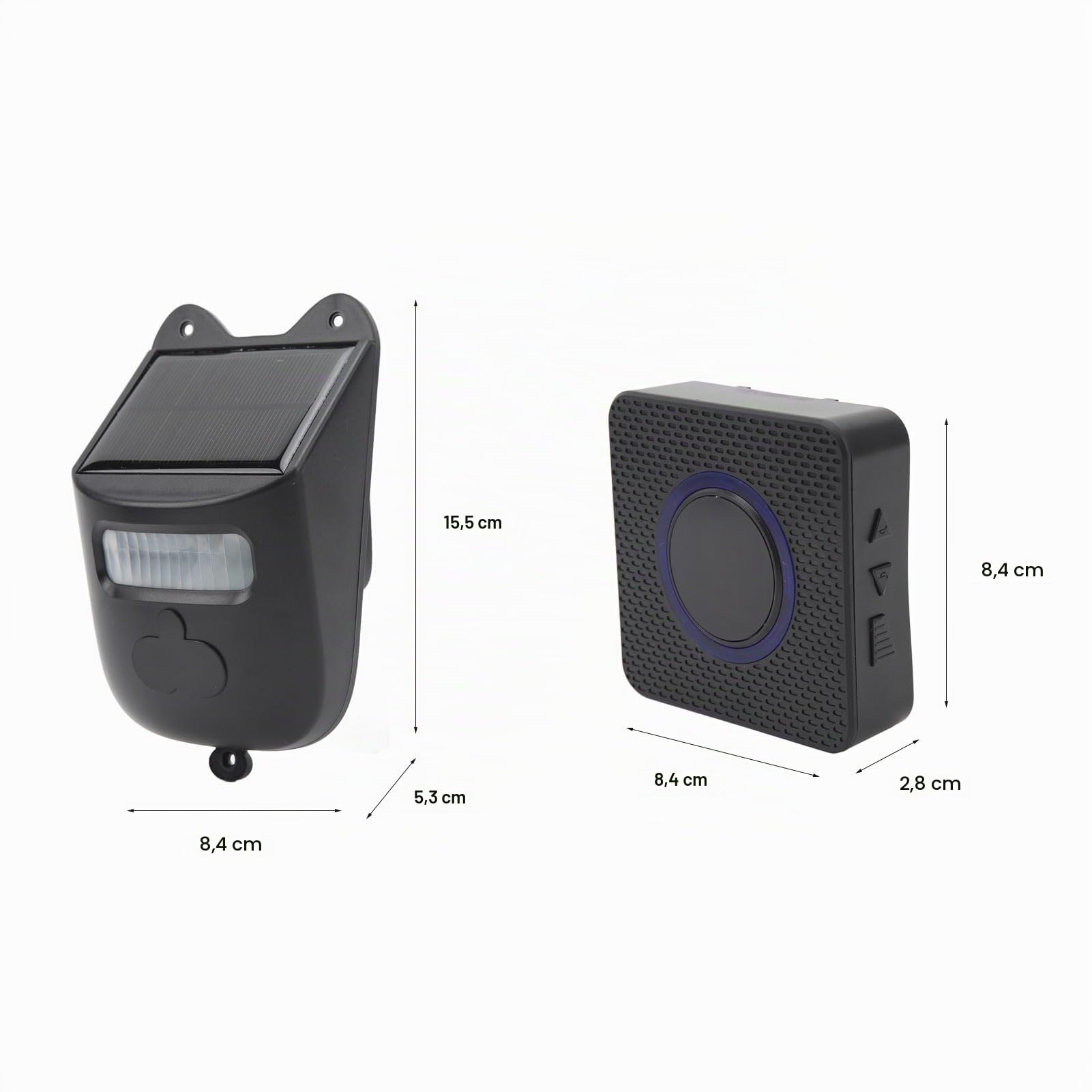 Alarme D'allée Solaire sans Fil Longue Portée Détecteur de Mouvement Extérieur Système D'alerte de sécurité avec 1 Récepteur et 2 Détecteurs