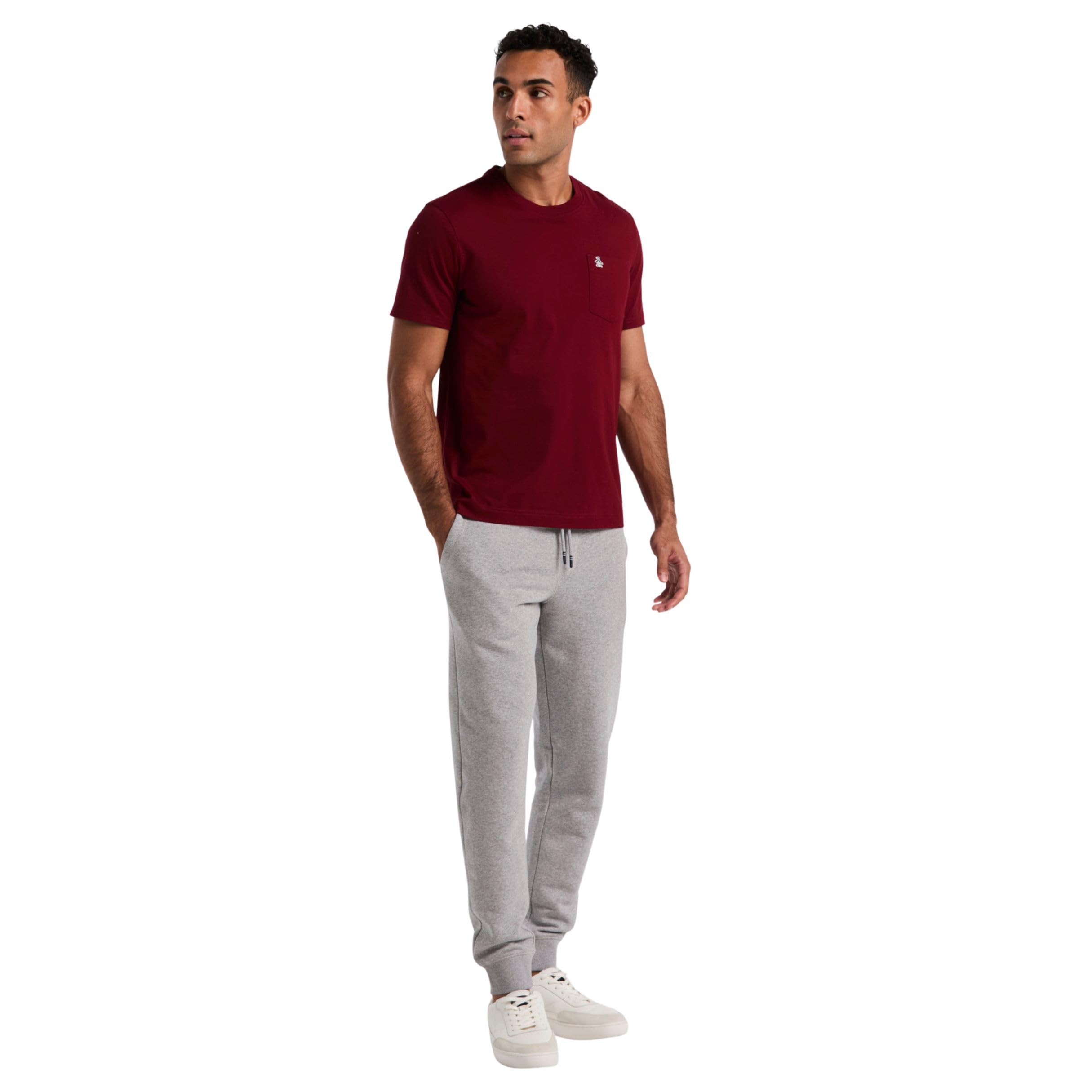 Original Penguin Men's Sticker Fleece Jogger, M, Rain Heather