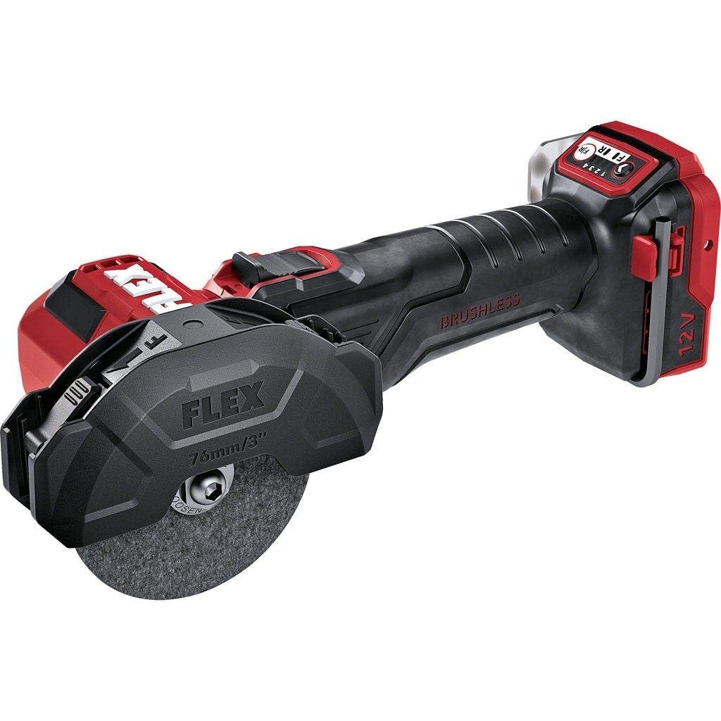 FLEX Mini amoladora angular LBE 76 12-EC C – Incluye disco de separación/desbaste, clip para cinturón, cubierta protectora (dimensiones (largo x ancho x alto) 235 × 75 × 120 mm, peso 0,85 kg 531717