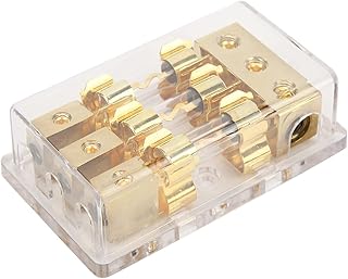 Yctze Suporte para fusível de áudio estéreo para carro, 1x0GA, entrada 3x4GA, bloco de distribuição de energia, 60A, à prova de poeira para carros, caminhões, navios de áudio