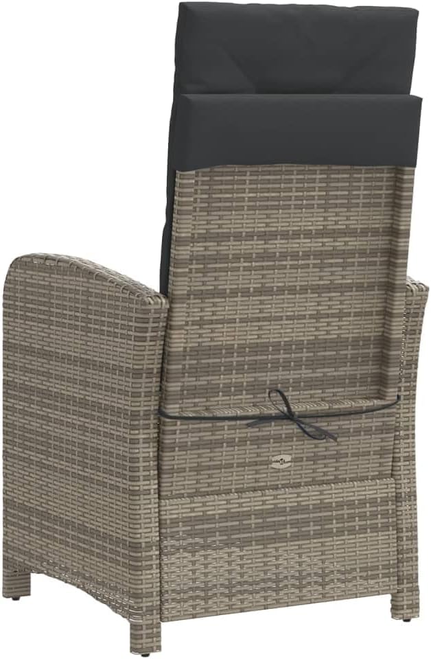Reclining Patio Chairs 2 pcs with Cushions Gray Poly Rattan,Patio Dining Chairs,Garden Seat,Outdoor Chair for Outdoor Relaxation