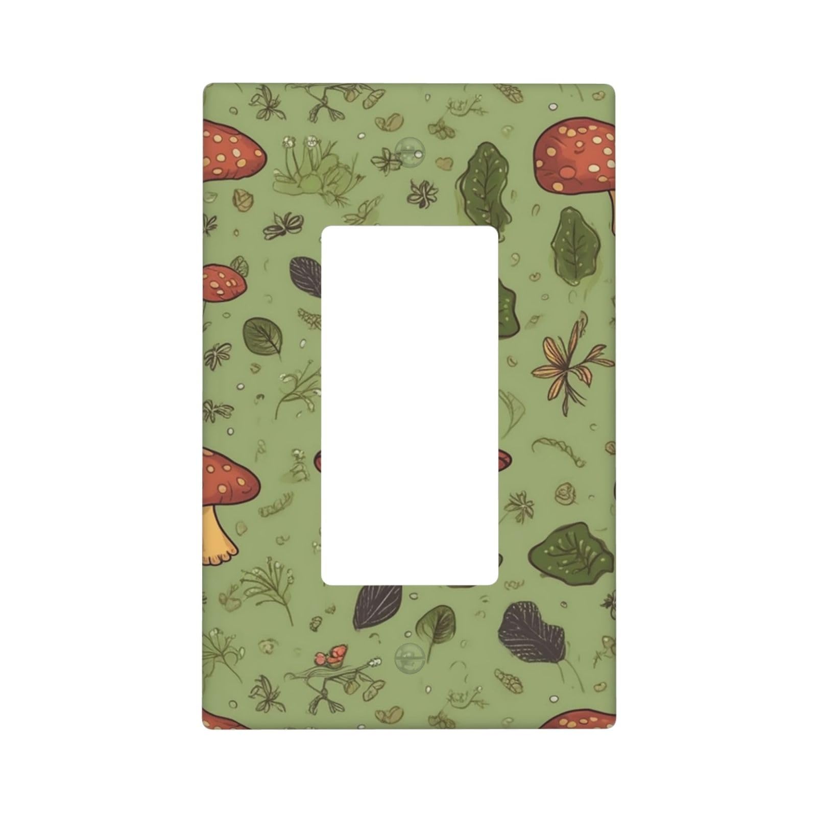 Frogs and mushrooms Wall Plate Cover 1 Gang Light Switch Cover Decorative Single Duplex Wall Plates Standard Size Decorator Blank Electrical Switch Plate Cover for Electrical Outlets