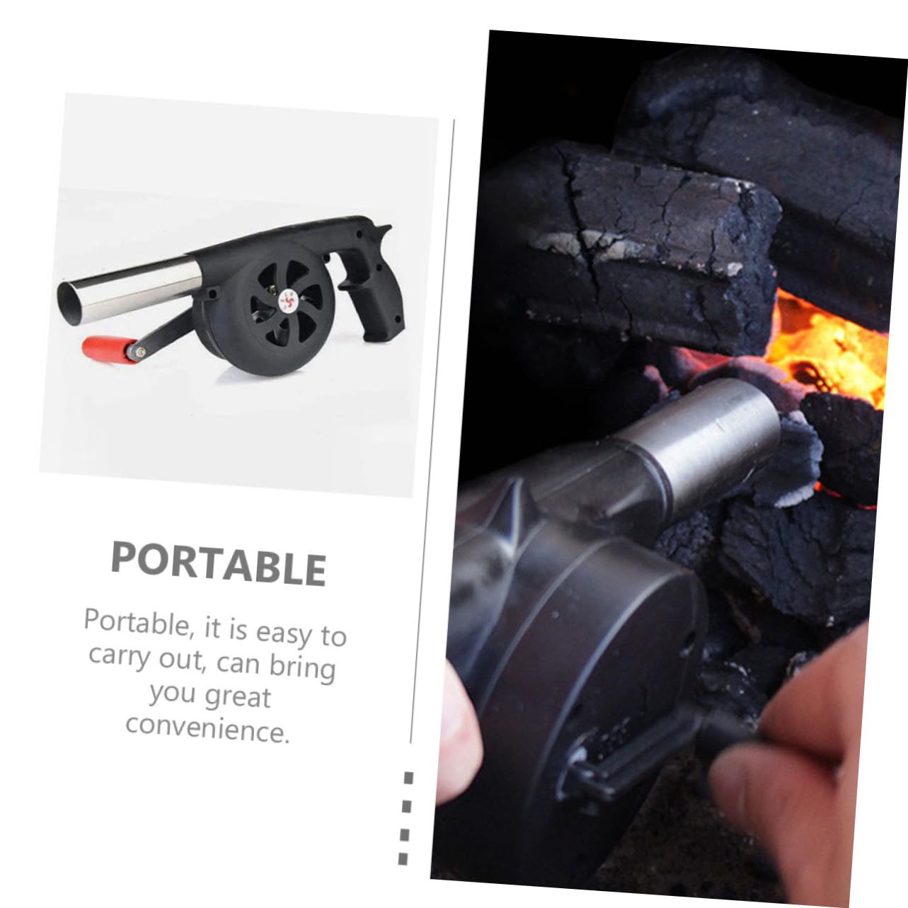 Gatuida Soffiatore D'aria Portatile Manuale Ventilatore a Manovella per Accendere Bbq per Barbecue in Ferro e Abs per Campeggio e Atmosfera Estiva All'aperto