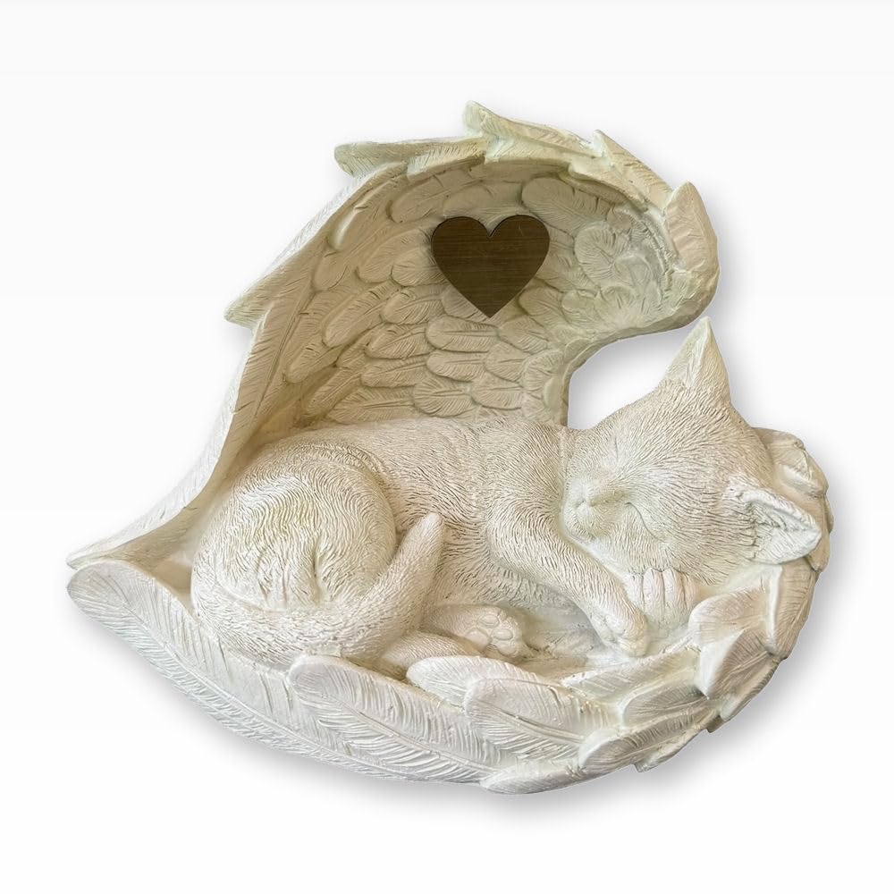 Monello Katzenurne Katze in Engelsflügel bis ca. 15 kg Tiergewicht individuelle Gravur auf Wunsch (Creme)