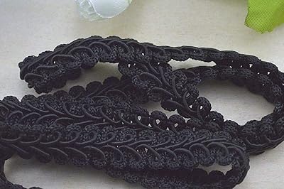ZHONGJIUYUAN 20 Yards Braided French Gimp Trim Ribbon Scrapbooking Wedding Decor -Black Color