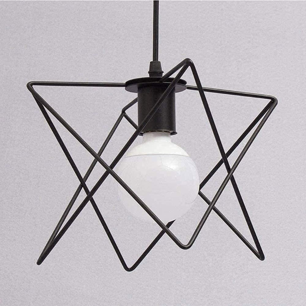 Lustre industriel rétro en fer forgé noir suspension classique