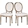 Polar Aurora Dining Chairs Set of 2 Beige Fabric Square Back with Solid Wood Legs and Frame for French Country Kitchen Dining