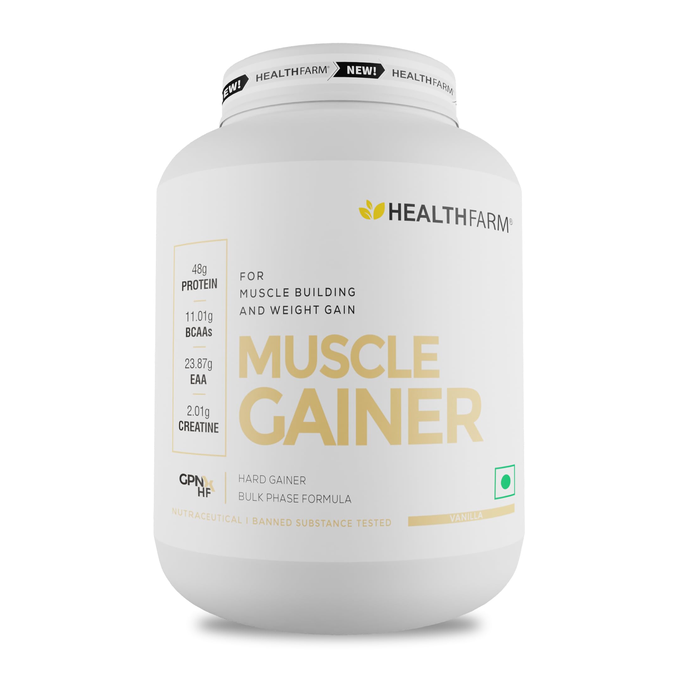 Healthfarm Muscle Gainer with High Protein and Carbs | Helps Gain Muscle Mass & Body Weight (Vanilla, 3kg-6.6 lbs)-image-10